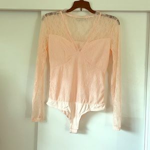 Lace pink long sleeve Bodysuit